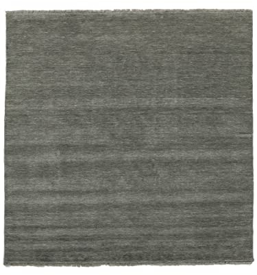 RugVista, Handloom Fringes, Teppich, Mittelflor, 200 x 200 cm, Quadratisch, Wolle, Flur, Schlafzimmer, Küche, Wohnzimmer, Dunkelgrau, Grau