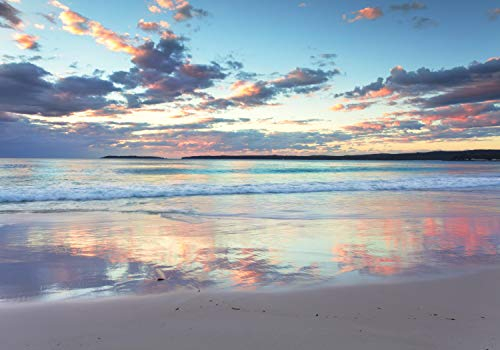 wandmotiv24 Fototapete Morgendämmerung Meer Australien, L 300 x 210 cm - 6 Teile, Wanddeko, Wandbild, Wandtapete, Sonnenaufgang Wasser Strand Hyams M4874