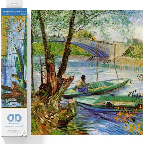 DIAMOND DOTZ Painting Kit, Intermediate Kit, DD9, Fishing in Spring (Van Gogh)