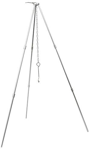 Sutekus Silver Campfire Tripod, Cast Iron Dutch Oven & Lantern Hanger, 11 lbs Load Capacity, 31.5 Max Height