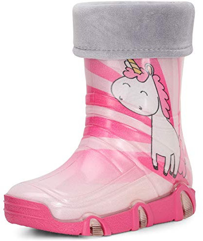 Ladeheid Stivali in Gomma Bambino e Bambina Swk30 (Rosa Unicorno 30, 25/26 EU)