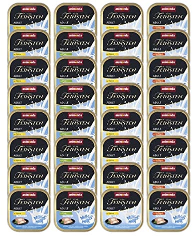 animonda Vom Feinsten Adult Feinschmecker Milchkern-Variation (32 x 100 g), Nassfutter für ausgewachsene Katzen, Katzenfutter ohne Getreide und Zucker, mit Kern aus Milch, Joghurt & Sahne