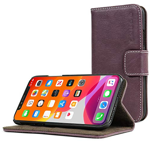 Snugg Schutzhülle für iPhone 12 Pro Max (2020) – Etui aus Leder mit Kartenschlitzen und Ständer – Legacy-Kollektion, Flipcase, Handyhülle in Amethyst-Violett