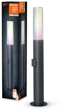 LEDVANCE Smarte LED Aussenleuchte, Stehleuchte mit WiFi Technologie, Leuchte für Außen, RGB-Farben änderbar, dunkelgr. Aluminium, 60cm, Kompatibel mit Google und Alexa Voice Control, SMART+ WIFI FLARE