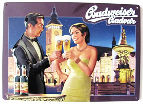 Budweiser Brauerei - Blechschild 30 x 20 cm - Paar in Budweis - Sonderedition Nr.4