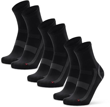 DANISH ENDURANCE Running Socks Precision-Fit, Lightweight, for Men & Women, Unisex, 3 & 5 Pack, Black/Grey, 6-8