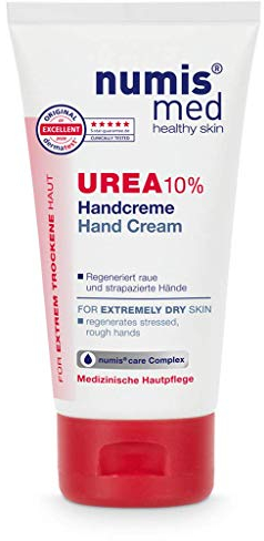 numis med Handcreme mit 10% Urea - Hautberuhigende Hand Creme für sehr trockene & strapazierte Hände - vegane Hautpflege ohne Silikone, Parabene & Mineralöl (1x 75 ml)