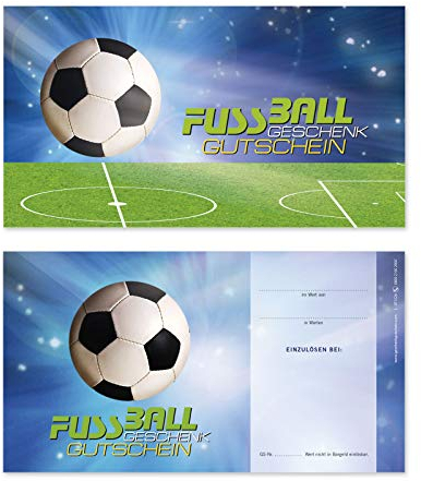 GESCHENKGUTSCHEINcom by POS-HAUER. 10 Gutscheine, blanko zum selber Ausfüllen. Für Sportgeschäft Fußballspielen.