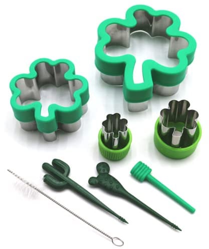 Crethinkaty Sandwich-Ausstechformen in Kleeblatt-Form, Sandwich-Ausstecher und Versiegelung, 8 Stück, Mini-Ausstechformen, Stempel, Form für Ostern (zufällige Farbe)