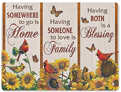 Sunflower And Cardianal Bird Retro Blechschild Metall Poster Vintage Sign Plate Coffee Bar Home Outdoor Decor Kitchen Iron Painting Cafe Club Man Cave Wall Plaque
