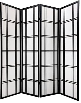 Fine Asianliving Paravent Japanische Trennwand Shoji B180xH180cm Raumteiler Schwarz - Isumi Japanische Paravent Raumteiler Shoji Raumtrenner Spanische Wand Sichtschutz Trennwand