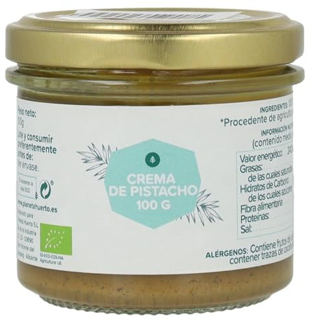 PLANETA HUERTO | Crema de Pistacho 100% ECO 100g Natural, Rica en Proteínas Vegetales - Crema de Pistacho Fibra, Ácido Fólico y Grasas Saludables | Antioxidante y Reductor del Colesterol