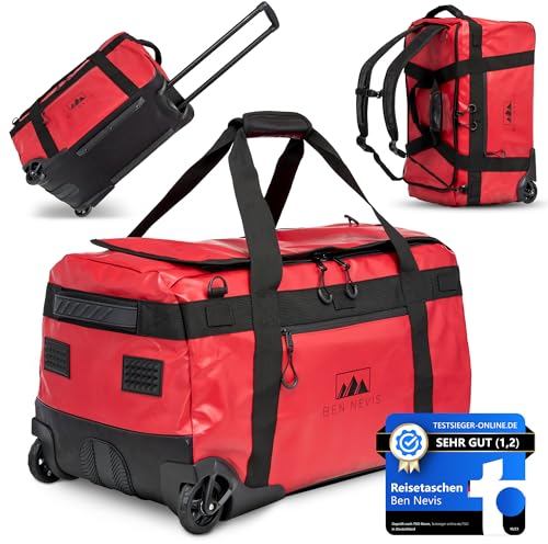 BEN NEVIS ORIGINAL 80L Reisetasche mit Rollen – XXL Faltbare Reise- & Sporttasche, Wasserabweisend, Robust & Platzsparend
