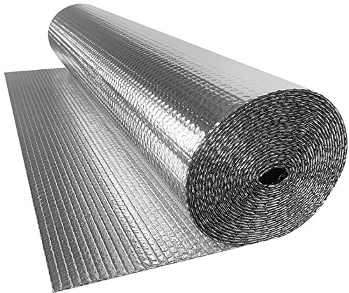 YARDIN Film réfléchissant pour radiateur - 3-4 mm - Film isolant pour toit, sol, murs - En aluminium double couche - Non toxique - Isolation thermique - Insonorisation (1 × 20 m)