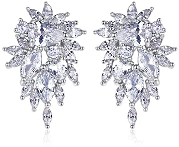 Fajewellery Braut Hochzeit Ohrringe Zirkonia Kristall Tropfen Ohrstecker Lange Hochzeit Ohrringe für Frauen