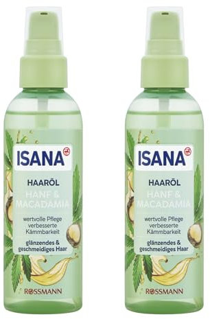 2x Isana Haaröl Hanf & Macadamia + 1x Bebe feste Duschpflege | 2x 100ml | glänzendes und geschmeidiges Haar