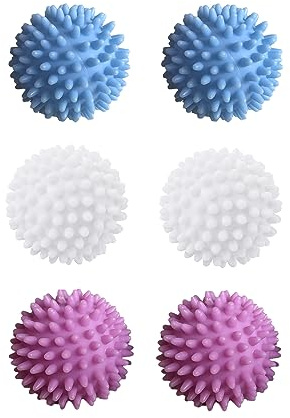 Dryer Balls for Laundry, 6 PCS Non-Toxic Reduces Drying Time & Static Washing Balls Reusable Dryer Balls Prevents Tangles Pet Fur Remover for Laundry Bedding Clothes