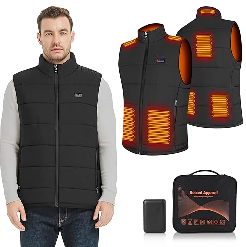 Amiable Veste Chauffante Homme Femme, Gilet Chauffant Homme avec 8 Zones de Chauffage, 3 Modes de Chauffe, Manteau Chauffant Doudoune Chauffante Homme pour Hiver Ski Chasse - XL