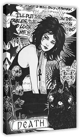 TONFON Death Character Sandman Manga Wall Art Deco Poster Leinwand Poster Wandkunst Dekor Druck Bild Gemälde für Wohnzimmer Schlafzimmer Dekoration Rahmenstil 20 x 30 cm