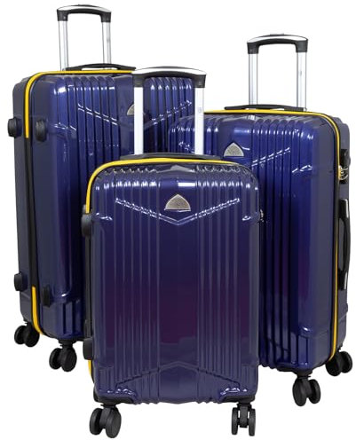 Trendyshop365 Koffer-Set 3-teilig Hartschale Daytona 4 Rollen Zahlenschloss Blau