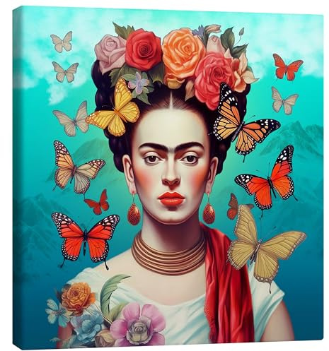Posterlounge Frida Kahlo Schmetterlinge Leinwandbild 50 x 50 cm