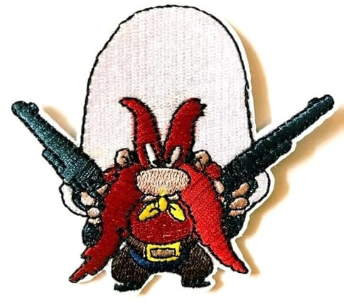 Hobbies and Patch Iron On Embroidered Patch Short Gunslinger Mustache Red Guns Character Cartoon Iron On Sew On Decoration Backpack Sweatshirt Knit Bag Jacket Jeans Applique