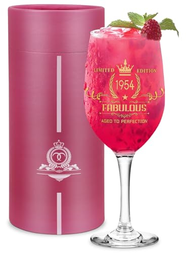 NICENINE 1954 Birthday Decorations Wine Glass, 70th Birthday Gifts for Women Personalised Gifts