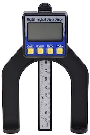 Digitaler Tiefenmesser Digitales Höhen-Tiefenmesswerkzeug für Trimmer Oberfräse Holzbearbeitung Fräser Tischsäge Großes Messwerkzeug Lineal Bohrer Messlineal Werkzeug Schneiden Messgeräte Büro