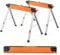 COSTWAY Folding Saw Horse Twin Pack, Heavy Duty Workbench with Flip-Down Pegs, 2 x 4 Support Arms, Non-Slip Pads & Surface, Fully Assembled Metal Trestle Stands Sawhorse, Each Max Load 500kg (Orange)