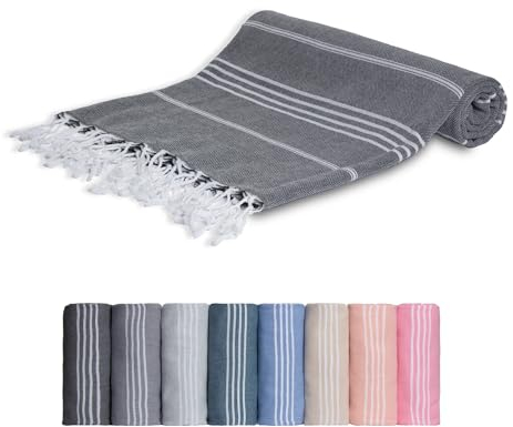 MEBY Telo da sauna XXL (100 x 200 cm), telo mare, asciugamano turco, asciugamano da hammam, asciugamano 100% cotone (grigio antracite), P2024