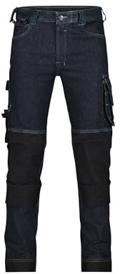 DASSY® Kyoto Stretch-Arbeitsjeans mit Kniepolstertaschen - Größe 56 - JEANSBLAU/SCHWARZ