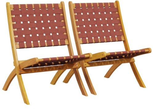 vidaXL Klappstühle, 2 Stück, rotes Massivholz Akazie und Stoff