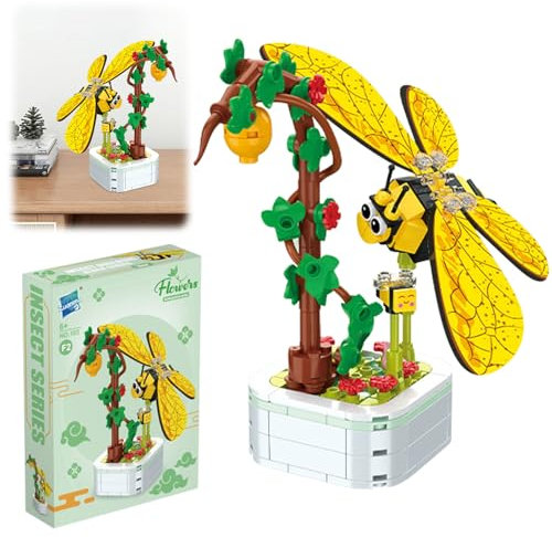 ARONRAVE Blumen Bausteine Set, Künstliche Blumen Bausatz Bienen Bonsai Pflanzen Modell Set Blumen Bauspielzeugsets Bausteine Bl-ume Ziegel botanische Sammlung, Baust-eine, Spielzeug, Heimdekoration