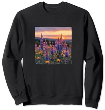 Anise Hyssop Flower Field Beautiful Sunset Graphic Sweatshirt