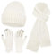 Winter Warm Damen Mütze Lange Schal Touchscreen Handschuhe Set Thermo Wintermütze Strickmütze Beanie Winterhandschuhe Schals für Damen Geschenk Frauen, Weiß