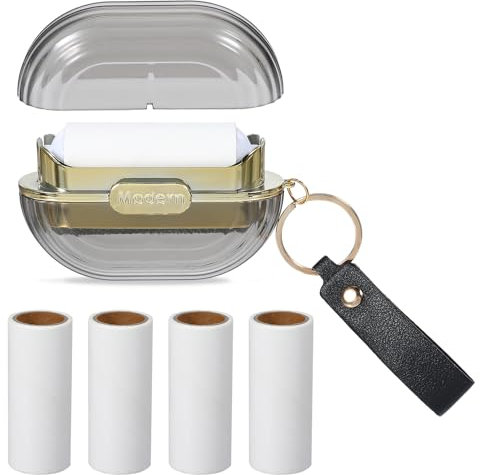 Piriuuo 6 Pcs Double Sided Travel Lint Roller Set - Mini Portable Reusable With Hand Strap for Clothes, Bags, Dust - 5 Refills Included