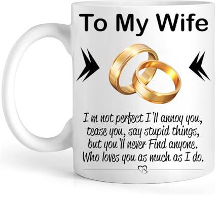 EKAM - Wife Gift from Husband - Funny Wife Coffee Mug 11-OZ Ceramic Cup-Wife Birthday Gifts Ideas,Romantice Wedding Anniversay Christmas Valentines Day Gifts for Wife for Her (to My Wife)