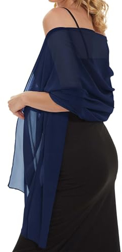 Damen Chiffon Wraps Schals und Tücher für Abendkleid Hochzeit(Marineblau)