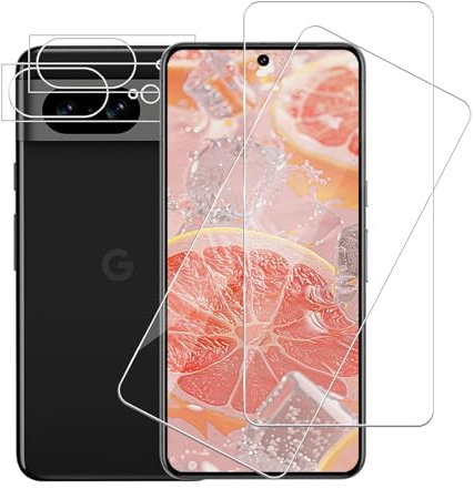 Carantee 2 Stück Schutzfolie für Panzerglas für Google Pixel 8 5G & 2 Stück Kameraschutzfolie, Anti-Blasen Anti-Staub Pixel 8 5G Folie, 9H Härte Kratzfest 2.5D Displayschutzfolie für Google Pixel 8