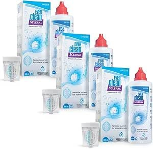 Avízor Ever Clean Scleral 3x300ml - Cleaning Solution for Scleral Lenses | Total Disinfection | Povidone Lubrication | Preservative-Free | Includes 90 Tablets and Lens Case