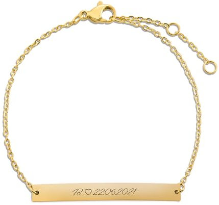 BAVELA Personalisiertes Damen Armband mit Gravur | Geschenke für Frau | in Silber und Gold | Mutter Tochter Mama Freundschaftsarmbänder | Tolles Geschenk für Frauen | Partner Geschenk für Frauen