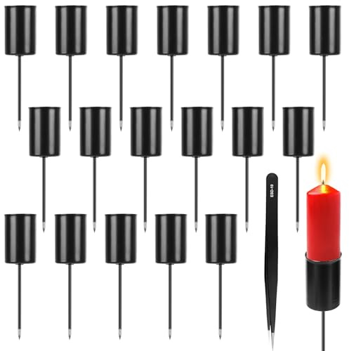 18 Stück Kerzenhalter Adventskranz: Retro Stabkerzenhalter kerzenhalter mit kurzem Dorn, Kerzenständer Stabkerzen Schwarz für Weihnachten, Hochzeit, Halloween, Geburtstag und Zuhause