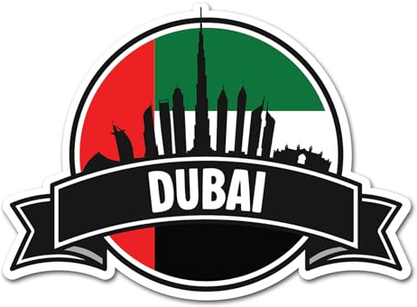 2 x 10 cm Dubai-Vinyl-Aufkleber – Vereinigte Arabische Emirate, UAE-Flagge, Palme, Reisen, Urlaub, Geographie, Standort, Aufkleber, Scrapbook, Aufkleber #83420