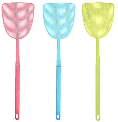 Fliegenklatsche, 3 Stück Bunt Fliegenklatsche, Fly swatter, Fliegenschutz, mückenschutz, Pest Control, Fliegenklatsche Stabil,Manual Extendable Fly Catcher für Fliegen und Insekten Abzuwehren