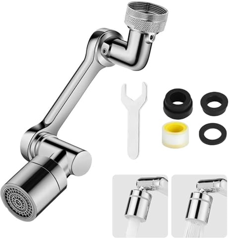 Faucet Extender, Wasserhahn Verlängerung,1440° Wasserhahn Aufsatz Schwenkbar, Rotating Tap Attachment, Universal Wasserhahnverlängerung mit Adapter,360° Drehung Roboterarm Design, 2 Sprühmodi