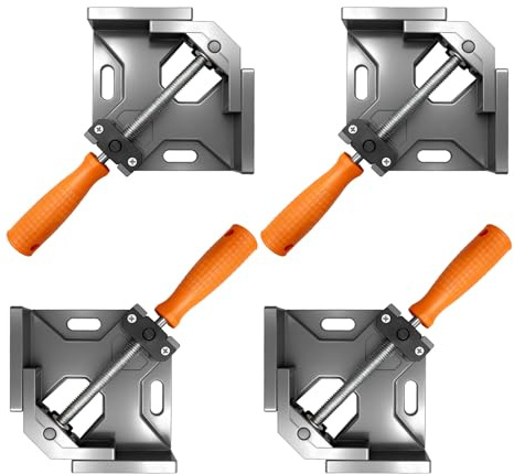 Angle Tensioners,4 Pack 90 Degree Single Hand Aluminium Alloy Corner Clamp,Corner Tensioner, Mitre Clamp, Adjustable 90 Degree Positioning Angle Corner Tensioner, Angle Clamp for Wood, Metal and Glass