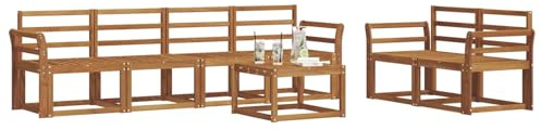 vidaXL Outdoor-Sofagarnitur 7 pcs Natur Massivholz Akazie, Akazienholz Garten-Sofa-Set, Moderne Gartenmöbel, langlebige Couch, schicke Lounge, ergonomisches Design