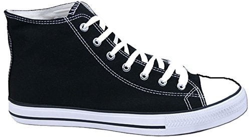 Divadames Womens Canvas Pumps Ladies Lace Up Sneakers Trainers Shoes Size (Black, Numeric_6)