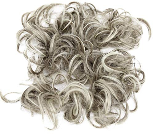 CAISHA XXL Haarteil Haargummi Hochsteckfrisuren Voluminös Gelockt Unordentlich Dutt Dunkelblond Mix HW38