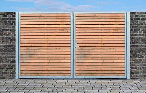 Einfahrtstor Qs Tor Holztor Gartentor Hoftor Verzinkt mit Pfosten & Holzfüllung 2-flügelig 500cm x 160cm